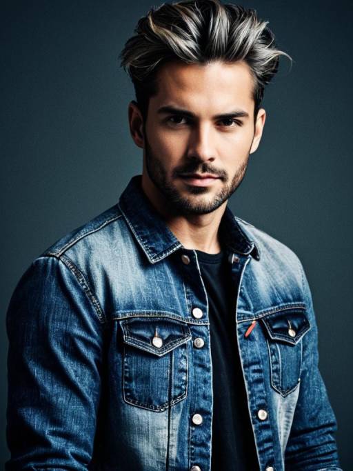 Man in Stylish Denim Jacket Close-Up