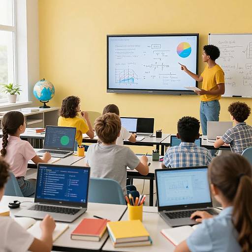 Vibrant Diverse Classroom with Technology