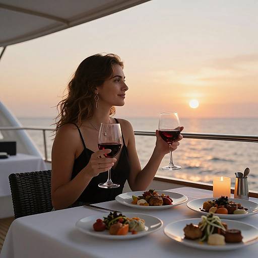 Elegant Sunset Yacht Aperitif Scene