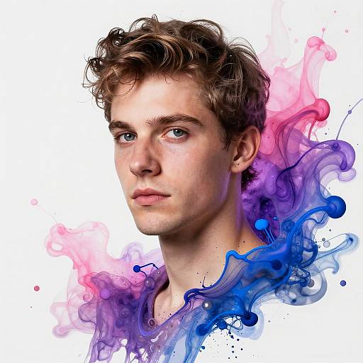 Surreal Portrait with Ink Splashes