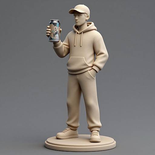 Realistic 3D Sculpture of Graffiti Artist