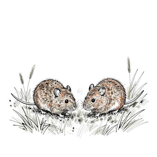 Conté Crayon Field Mice Sketch