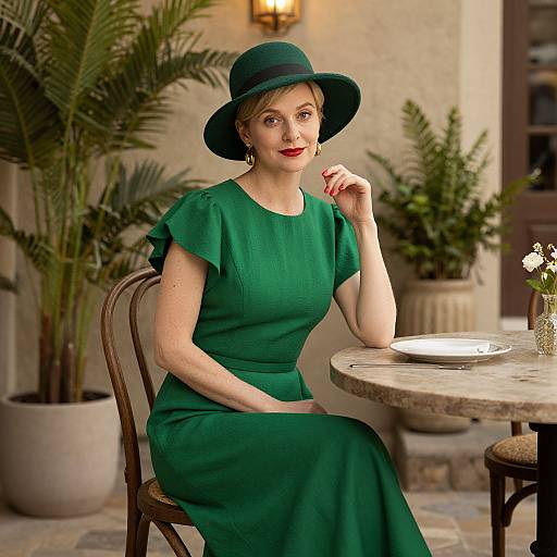 Elegant Woman in Green Dress
