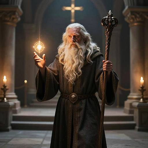 Wise Old Cleric Casting Healing Spell