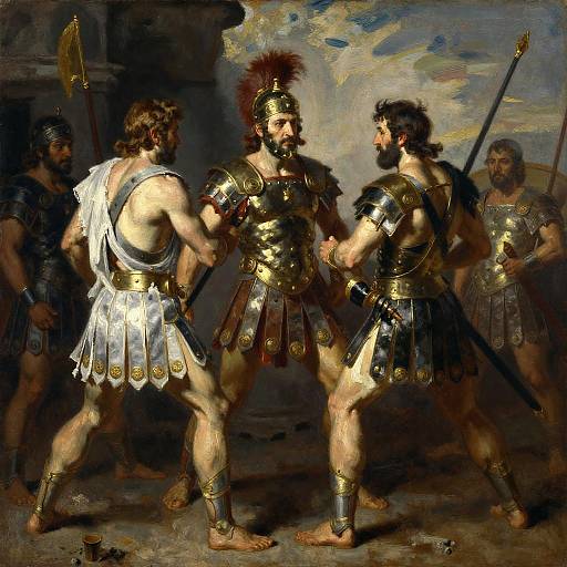 Caravaggio-Inspired Gladiator Oil Painting