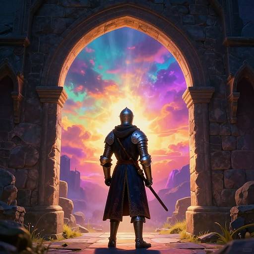 Medieval Knight and Surreal Portal