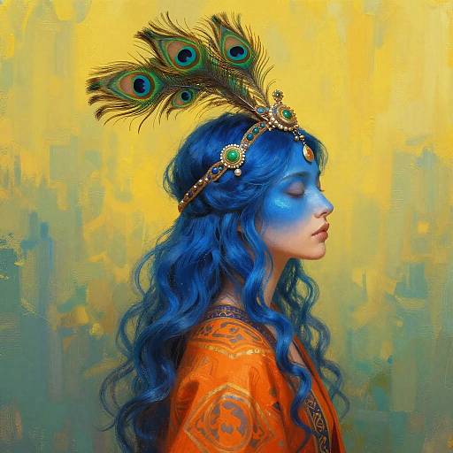 Ethereal Woman with Peacock Headdress