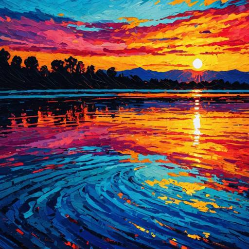 Vibrant Abstract Sunset Reflection Art Vibrant Abstract Sunset Reflection Art