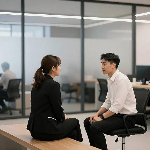 Modern Office Conversation: Woman and Man