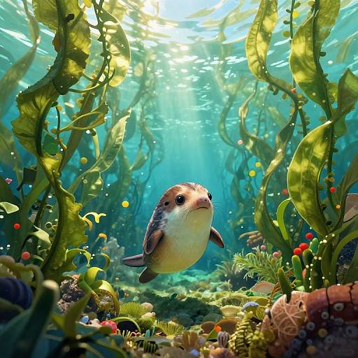 Whimsical Underwater Platypus Journey