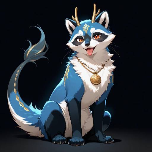Clever Raccoon with Ornate Pendant Clever Raccoon with Ornate Pendant