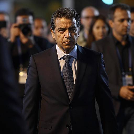 Middle-aged Man in Suit Walking at Night