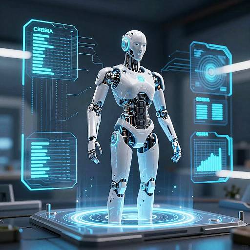 Sleek Cybernetic Interface with Holograms