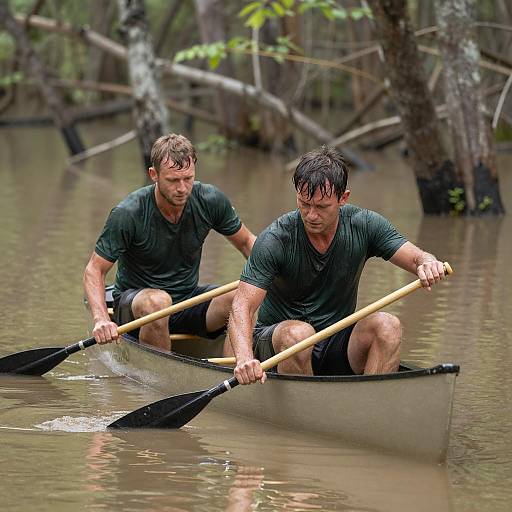 Canoeing Through a Flooded Forest Scene