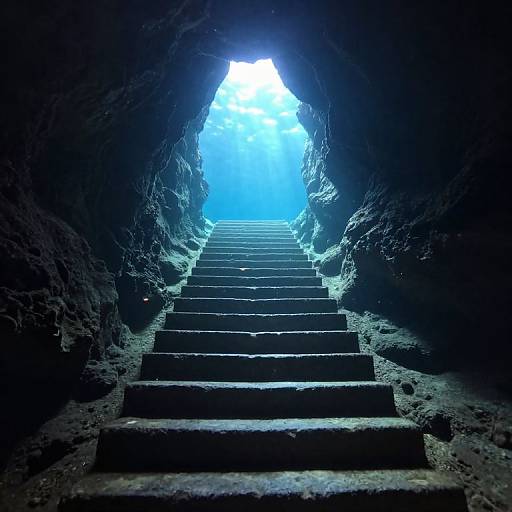 Underwater Cave Staircase to Light