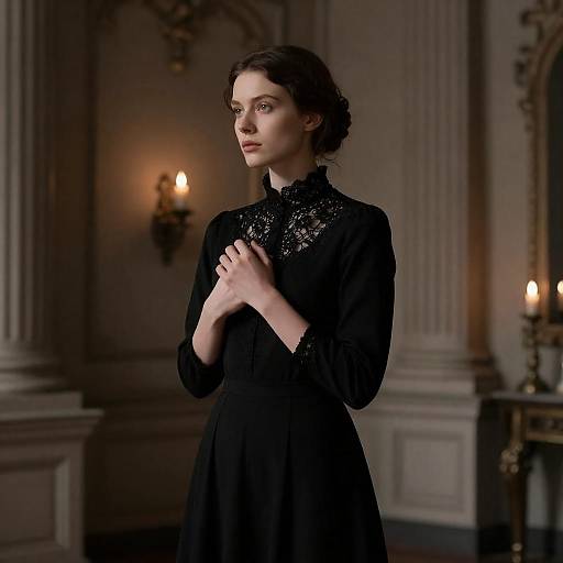 Elegant Portrait in Dimly Lit Room