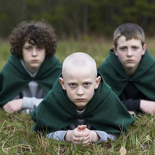 Three Boys in a Forest Setting