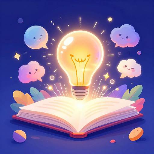 Vibrant AI Creativity with Glowing Book