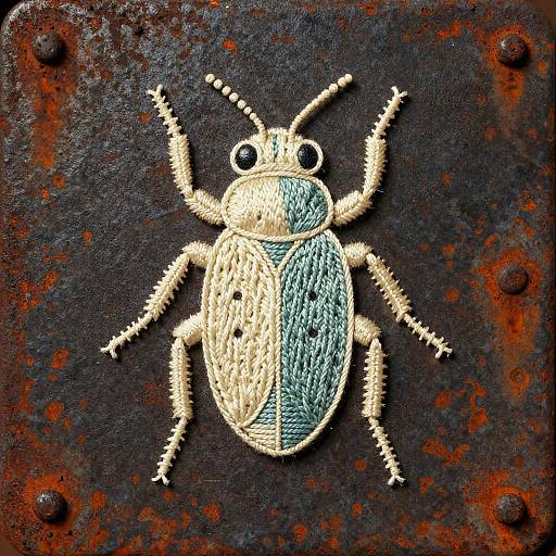 Vintage Mechanical Insect Embroidery Art