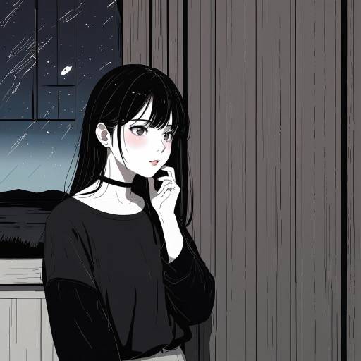Contemplative Woman Under Starry Night