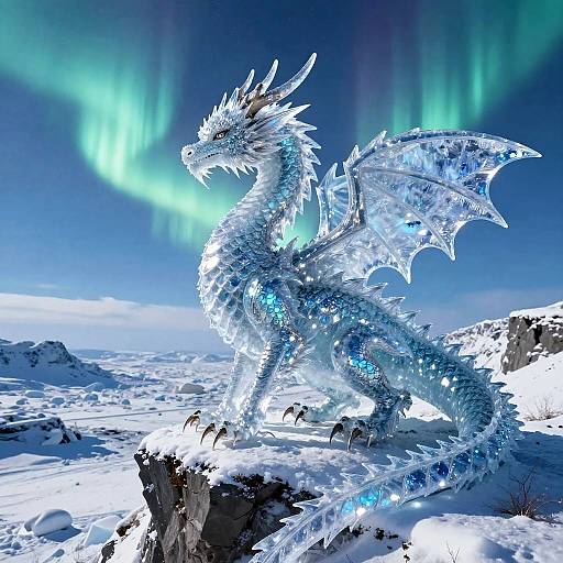 Ultra-Realistic Ice Dragon with Aurora