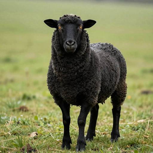Realistic Black Wool Sheep Prancing