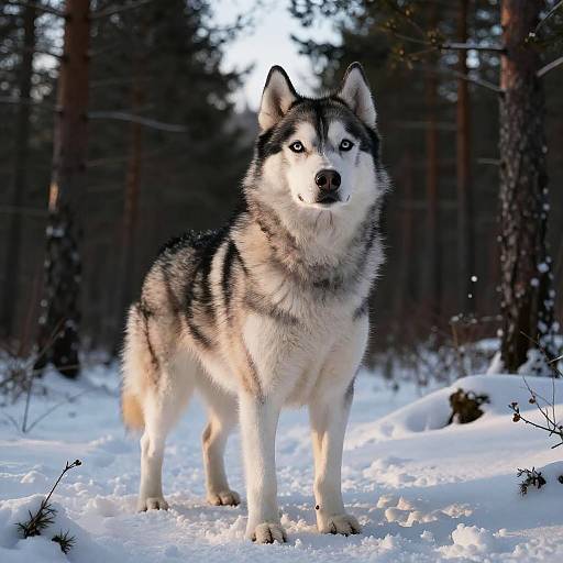 Heroic Siberian Husky in Snowy Forest