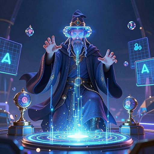 Futuristic Wizard in Virtual Reality