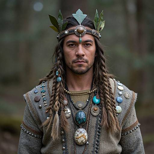 Mystical Tribal Warrior in Forest