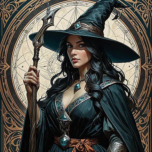 Mystical Female Witch in Artistic Fantasy Realm