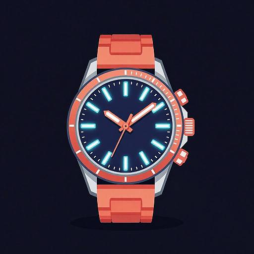 Retrofuturistic Neon Wristwatch Illustration