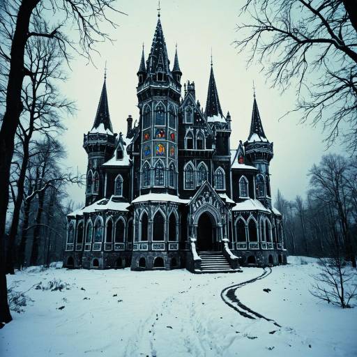Gothic Horror Snowy Castle Illustration