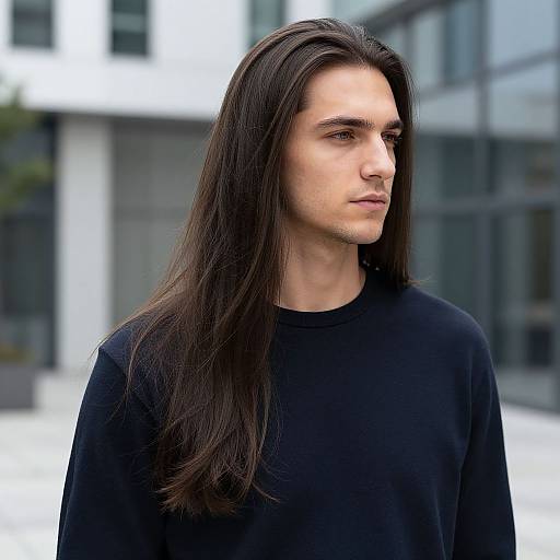Long Curtain Haircut for Fit European Man