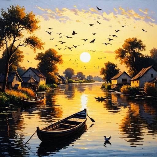 Riverside Village at Golden Sunset Riverside Village at Golden Sunset