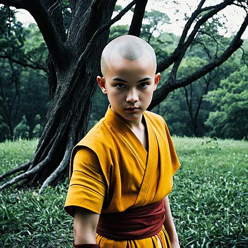 Realistic Avatar Aang Costume Outdoors