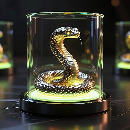 Glowing Metallic Steel Snake Bust