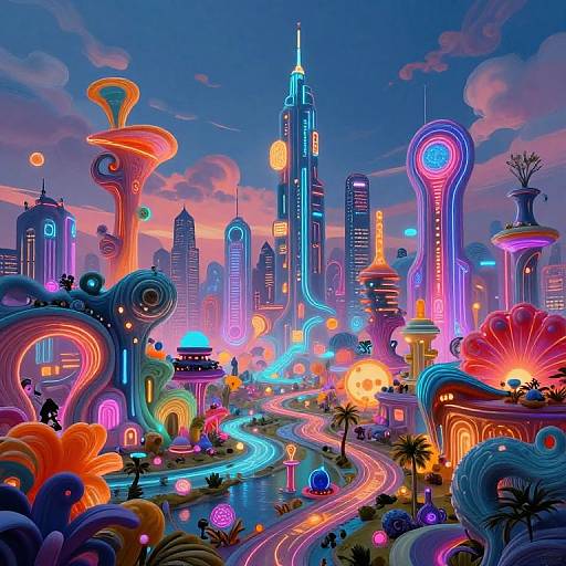 Vibrant Futuristic Surreal Landscapes