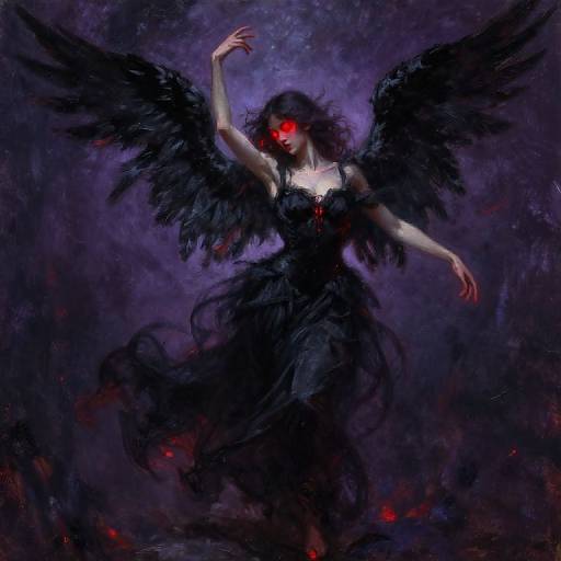 Dark Angel with Red Glowing Eyes