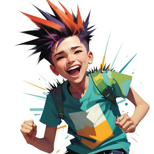 Joyful Boy in Energetic Pose Illustration Joyful Boy in Energetic Pose Illustration