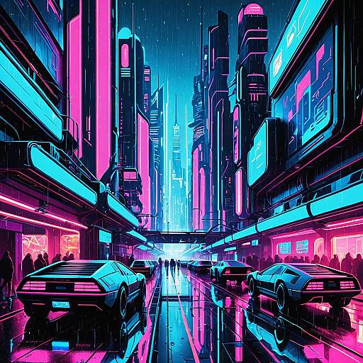 Cyberpunk Futuristic Cityscape at Night