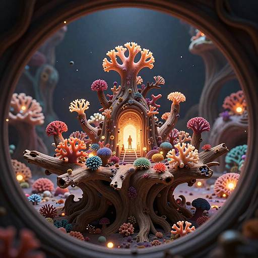 Shamanic Noctilucent Coral Micro-Atoll Vista