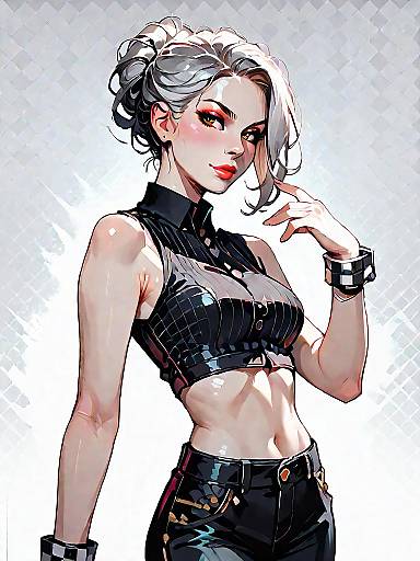 Chic Checkered Crop Top and Trousers