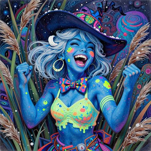 Fluorescent Blue Fantasy Witch Girl