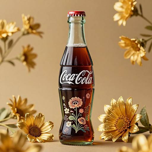 Decorative Coca-Cola Bottle with Floral Design