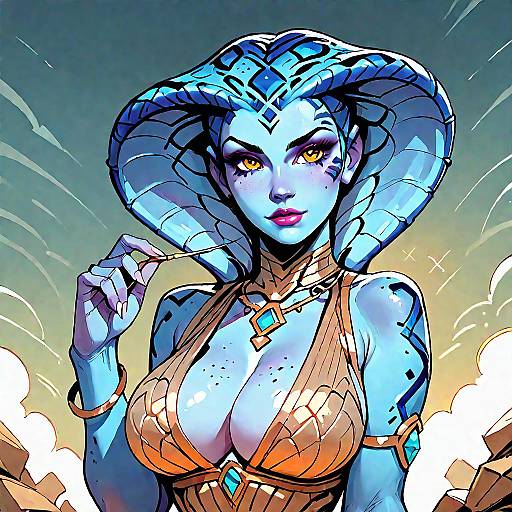 Blue-Skinned Snake Hair Fantasy