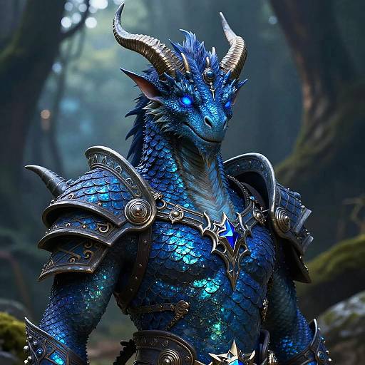 Blue Dragonborn Fantasy Portrait