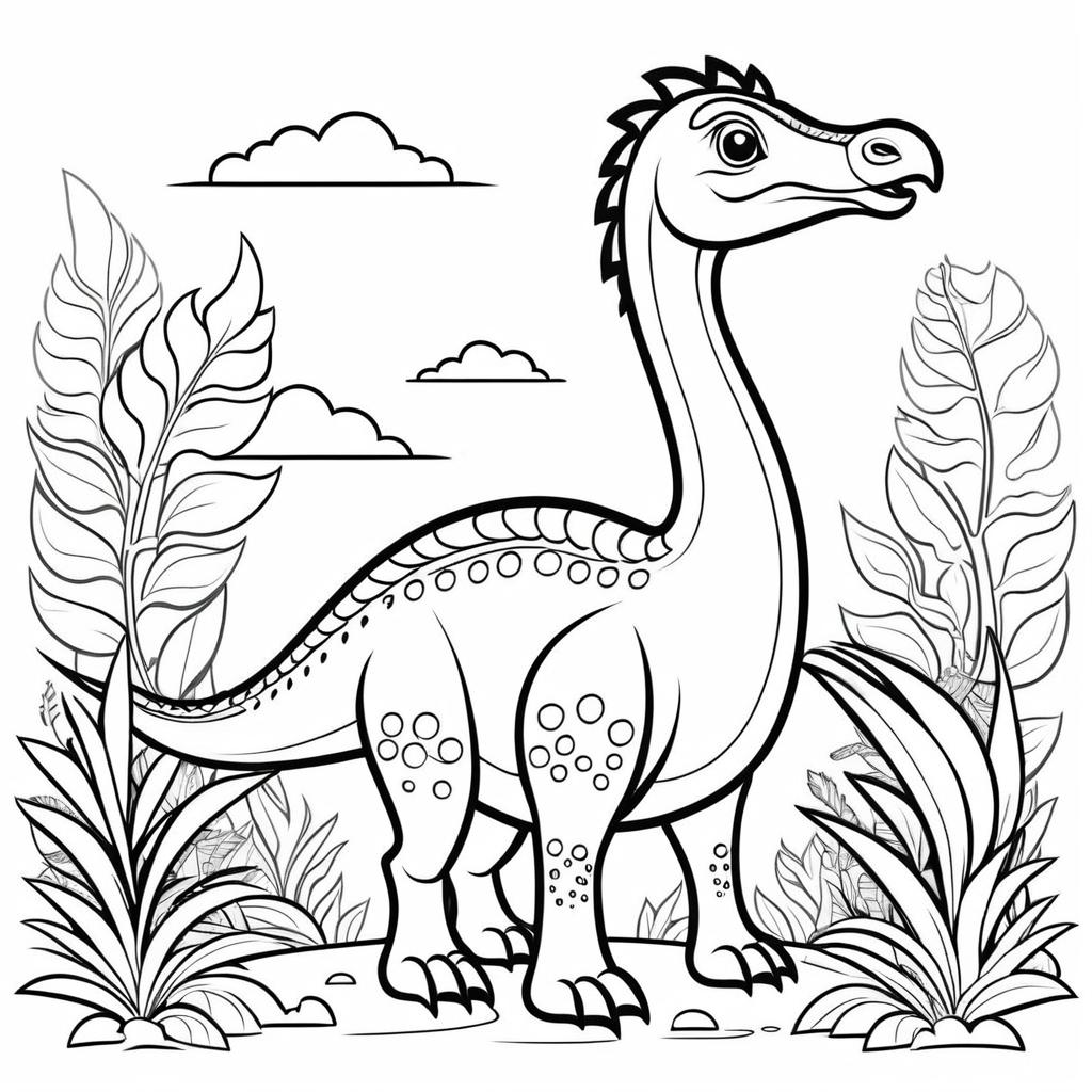 Cute Therizinosaurus Coloring Book Design