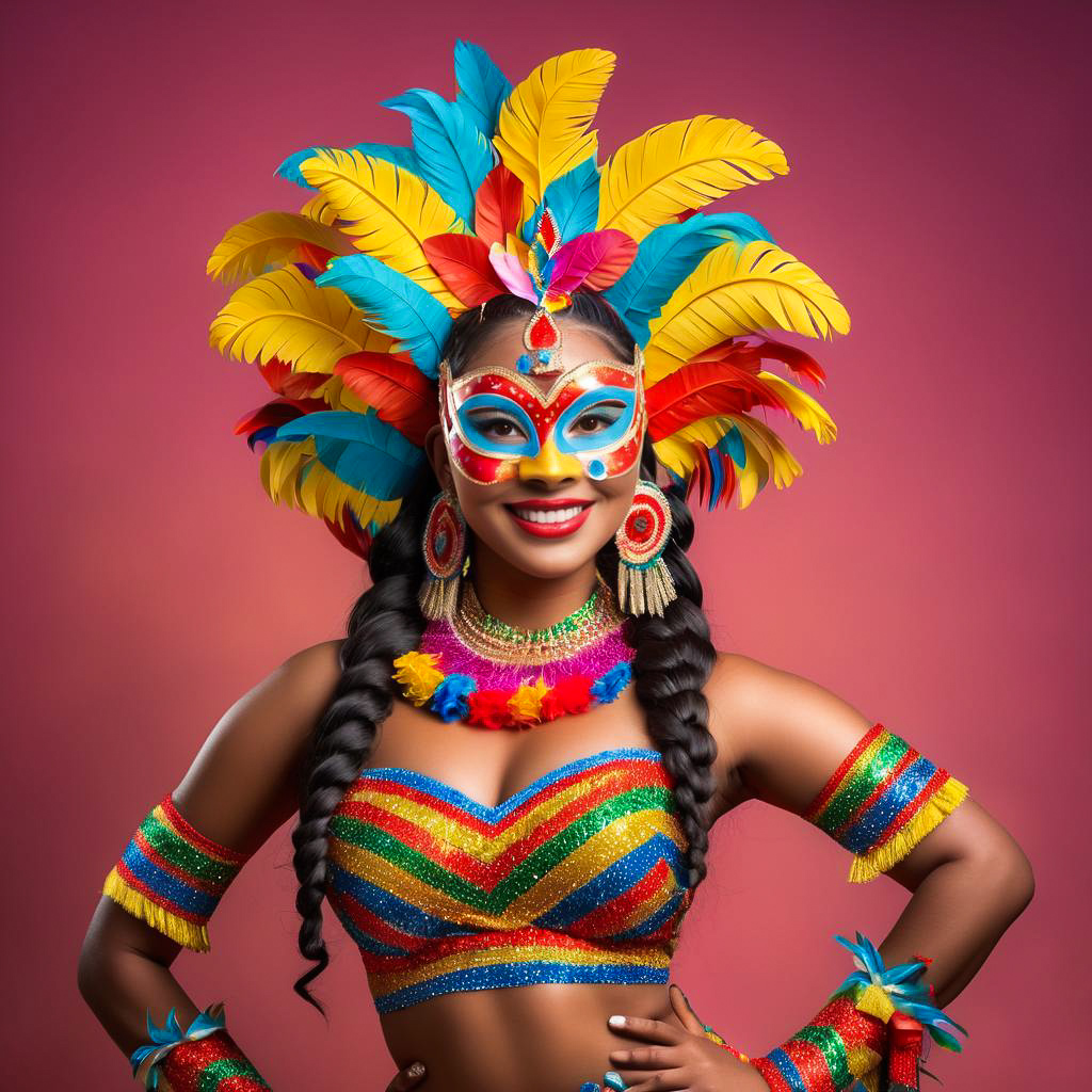 Delighted Carnival Goer with Colorful Hair