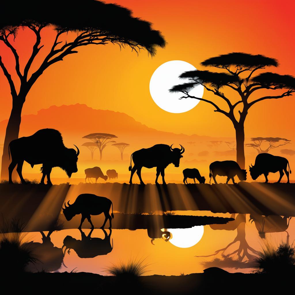 Dramatic African Sunrise Silhouette Scene