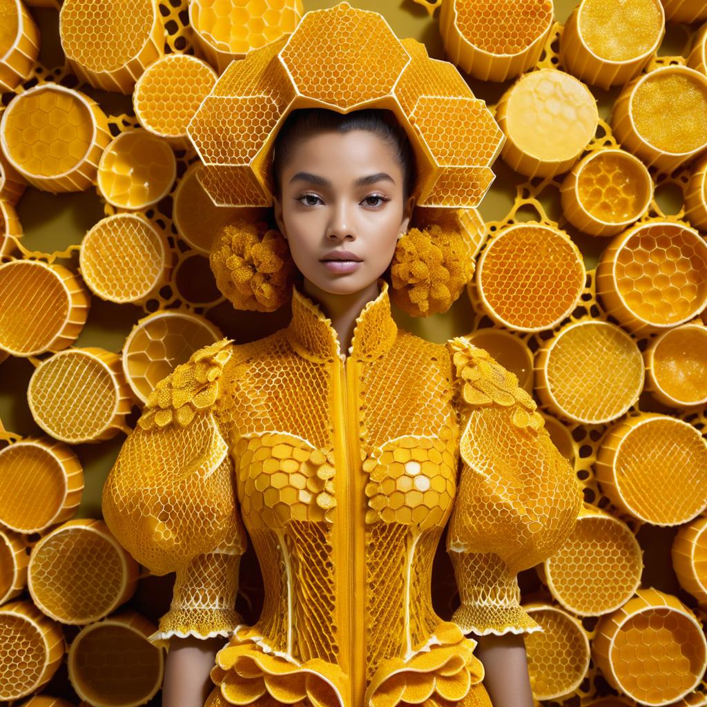 Surreal Honeycomb Fashion Portrait